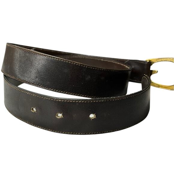 972. Gucci Gold G Leather Belt - Picture 4 of 6